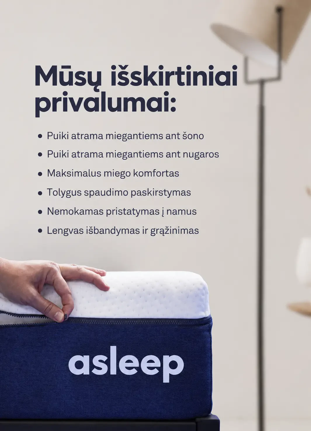asleep Original čiužinio privalumai